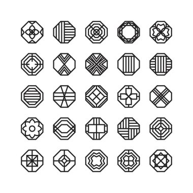 Sekizgen geometrik vektör simgesi, süslemesi