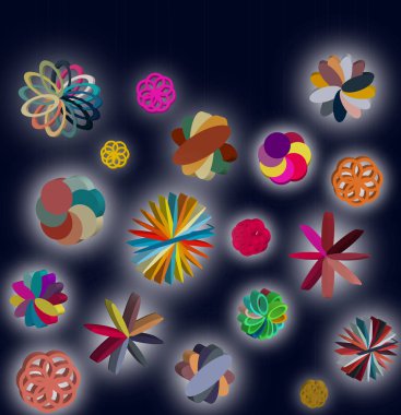 çok ince gümüş teller üzerinde asılı 3d etkisi ile yaratıcı ve aydınlık fenerler. Bir saran mavi arka planda dalmış