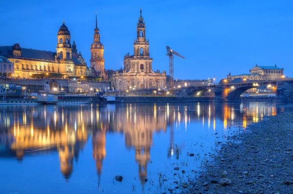 Panorama Noturno Cidade Velha Dresden Alemanha — Fotografia de Stock