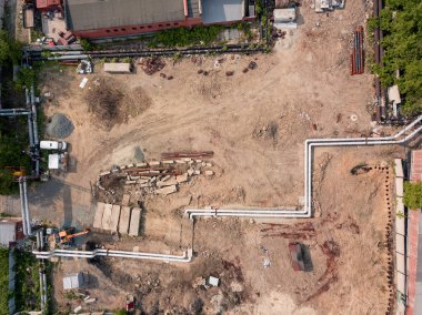 Şantiye şehrin havadan görünümüdür. Rus sokakları, Novosibirsk.