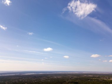 Novosibirsk, Rusya Federasyonu, altlarında mavi gökyüzü wih orman bulutlarda. Orman