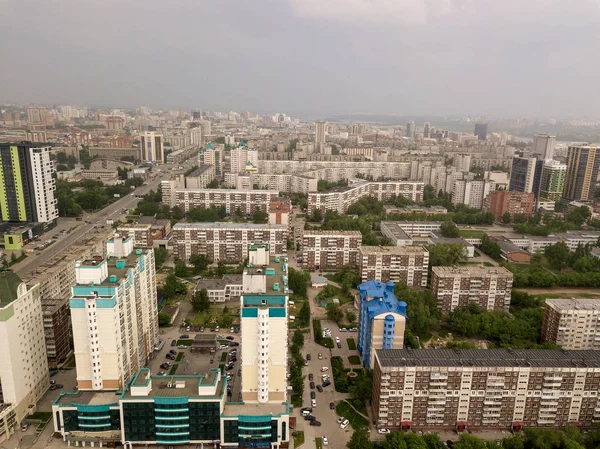 View Air Lot Old New Russian Buildings Green Area City — Stock Photo, Image