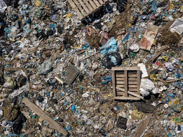 Miljöföroreningar Översta Flygfoto Foto Från Flygande Drönare Stora Skräp Högen — Stockfoto