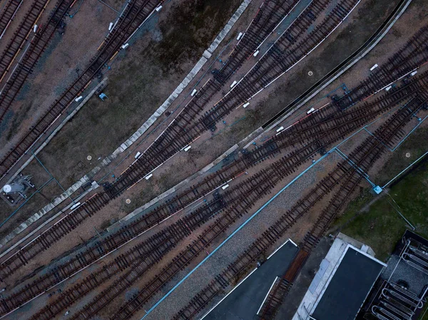 Dépôt Métro Ferroviaire Novossibirsk Russie Avec Beaucoup Rails Allant Remise — Photo
