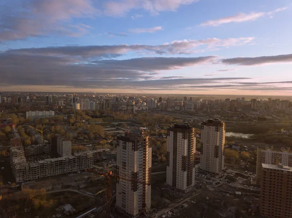 Different Buildings Novosibirsk Russia Blue Sky Cloudsare — Stock Photo, Image