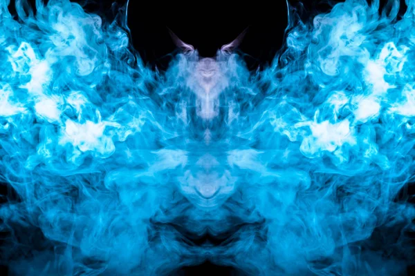 Padrão Multicolorido Fumaça Azul Uma Forma Mística Forma Rosto Cabeça — Fotografia de Stock
