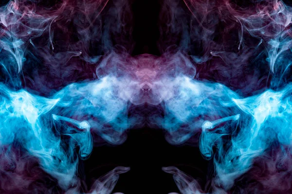 Multi Barevný Vzor Modré Růžové Kouř Mystický Obrazce Podobě Obličej — Stock fotografie