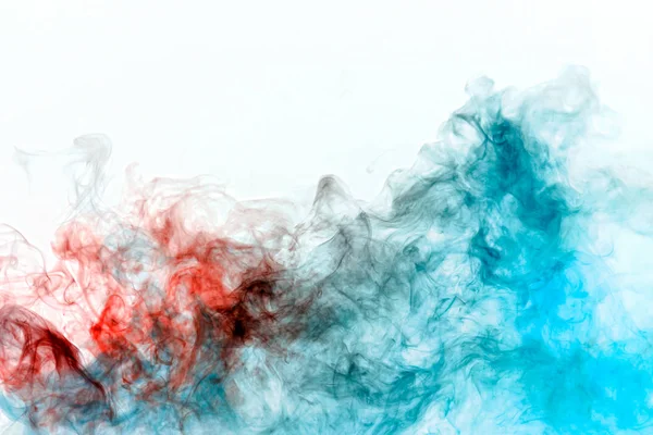 Mehrfarbiger Lockenrauch Roter Blauer Dampf Zusammengerollt Abstrakten Formen Und Mustern — Stockfoto