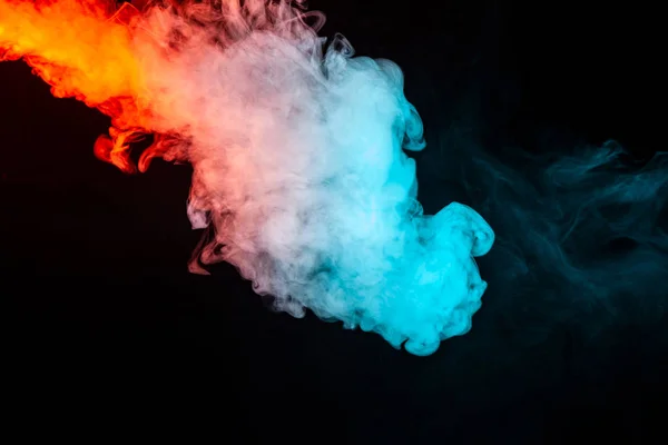 Swirling Insulated Colored Smoke Blue Red Orange Pink Scrolling Black — Stock Photo, Image
