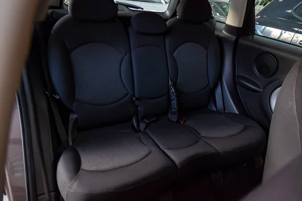 Rear Passengers Cleaning Clean Seats Black Expensive Fabric Comfortable Cabin — Stock Photo, Image