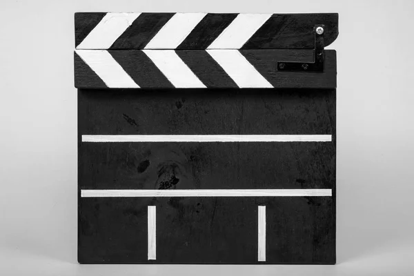 Chiavistello Indicare Inizio Filmato Videoclip Legno Dipinto Bianco Nero Con — Foto Stock
