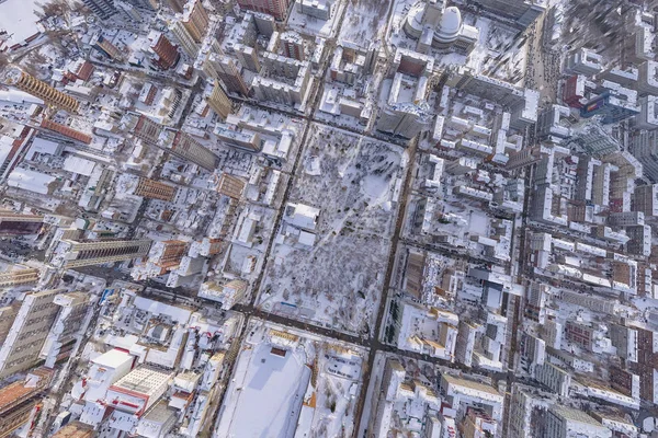Peisaj Iarnă Vedere Aeriană Orașului Novosibirsk Teatrul Operă Balet Stadion — Fotografie, imagine de stoc