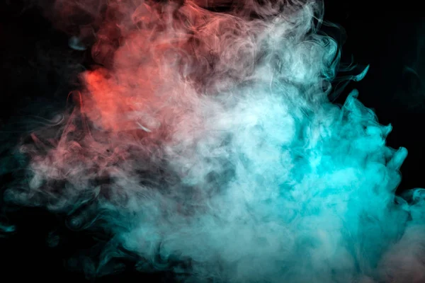 Scattering White Cloud Dense Smoke Illuminated Different Colors Exhaled Cigarette — Stock Photo, Image