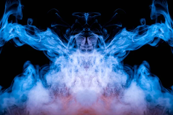 Padrão Fantasmagórico Neon Místico Fumaça Azul Fundo Preto Retratando Várias — Fotografia de Stock