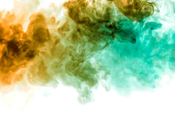 Φόντο Μπλε Και Πράσινες Κυματιστές Καπνού Άσπρο Φόντο Απομονωμένες Αφηρημένη — Φωτογραφία Αρχείου