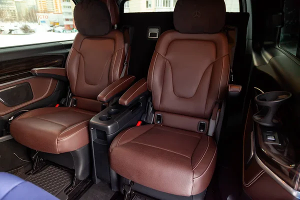 Novosibirsk Russia 2018 Interior Expensive Business Class Car Rear Seats — Stock Photo, Image