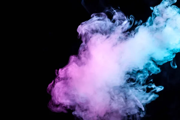 Облака Изолированного Цветного Дыма Синий Красный Зеленый Розовый Прокрутка Черном — стоковое фото