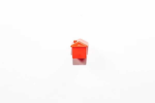 Vista Dall Alto Della Casa Miniatura Plastica Rosso Come Parte — Foto Stock