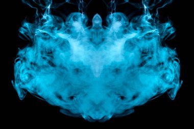 Çok renkli bir model mor ve mavi duman mistik bir şeklin bir hayaletin kafa veya siyah Yalıtılmış zemin tuhaf bir yaratık şeklinde. Dalgalar ve Buhar içinde soyut desen.