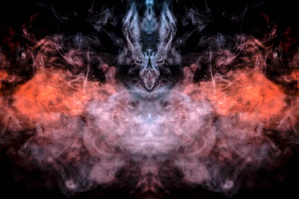 Head Ghost Black Background Smoke Pattern Orange Colored Vape Vaporizing — Stock Photo, Image