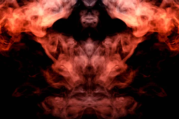 Mystické Vzor Barevný Kouř Červené Bílé Tvaru Obličeje Duch Tesáky — Stock fotografie