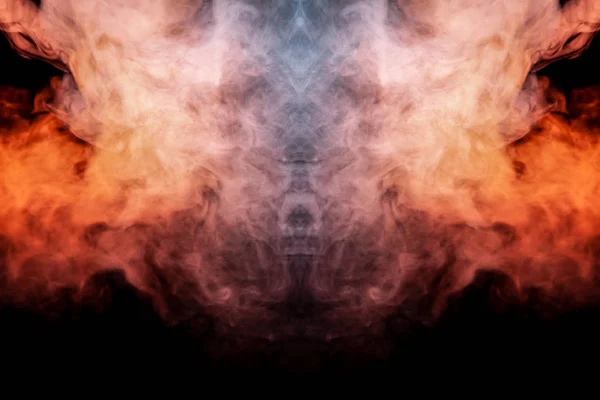 Mystical Pattern Colored Smoke Red White Shape Ghost Face Fangs — Stock Photo, Image