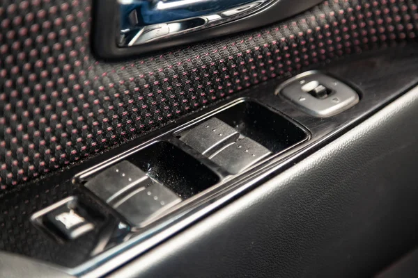 The interior of the car with a view of the dashboard, windows an — Stock Photo, Image