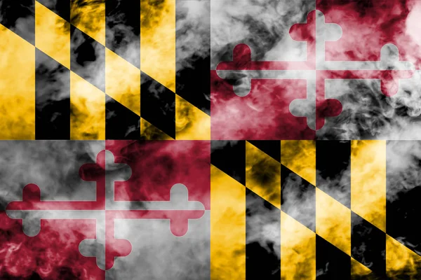La bandera nacional del estado de Maryland contra un smo gris — Foto de Stock