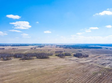 Colorf ile yemyeşil çayır ve tarlalarda havadan Panorama