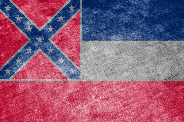 La bandiera nazionale dello stato americano Mississippi contro un grigio — Foto Stock