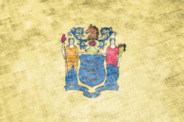 De nationale vlag van de Amerikaanse staat New Jersey in tegen een grijze t — Stockfoto
