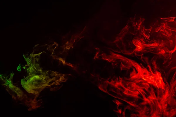 Beautiful horizontal column of smoke in the neon bright light of — Stock Photo, Image