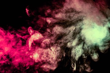 Kırmızı, yeşil neon parlak ışık duman Güzel sütun