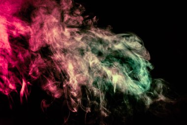 Kırmızı, yeşil neon parlak ışık duman Güzel sütun