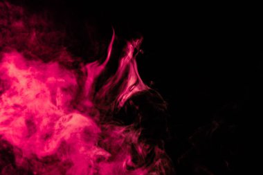 Kırmızı, yeşil neon parlak ışık duman Güzel sütun