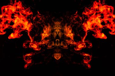 Korku i şeklinde farklı turuncu ve kırmızı renklerde Duman