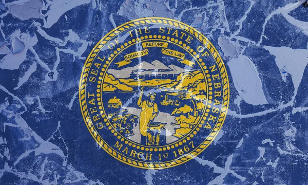 Державний Прапор США штату Небраска в проти сірого Wal — стокове фото
