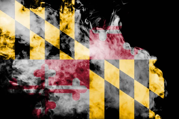 La bandera nacional del estado de Maryland contra un smo gris — Foto de Stock