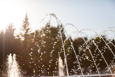 Su sıçramaları ve jetleri ile şehir çeşme bir clea sertleştirilmiş