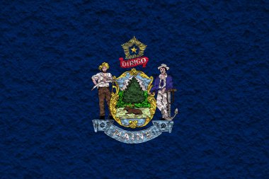 Abd eyaleti Maine ulusal bayrağı gri bir duvara karşı w