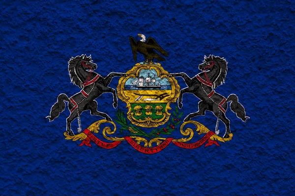 La bandera nacional del estado de Pensilvania en contra de un gris —  Fotos de Stock