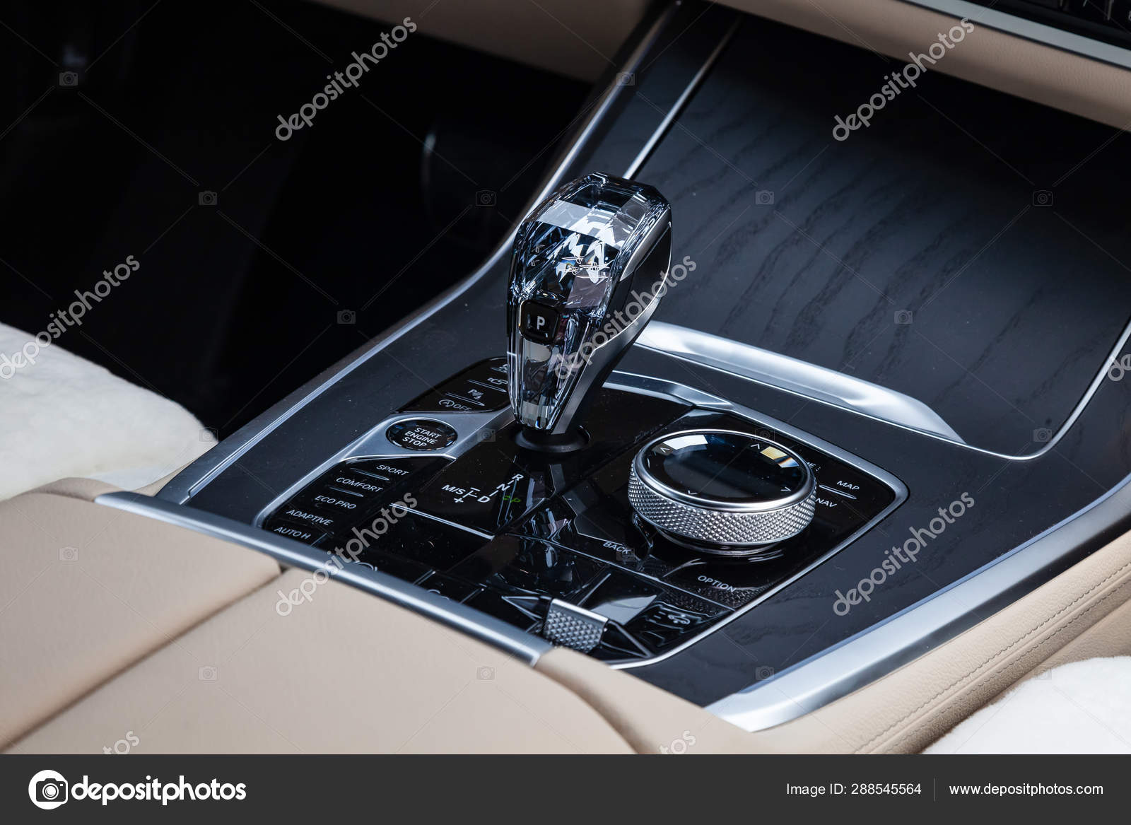 View To The White And Brown Interior Of Modern Car With