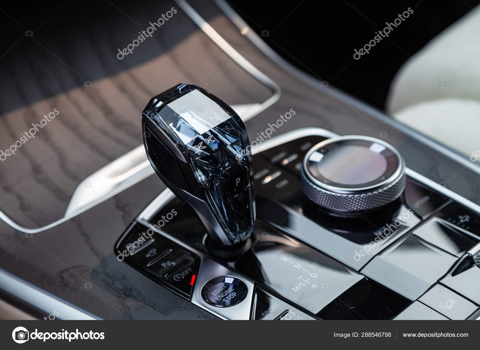 View To The White And Brown Interior Of Modern Car With