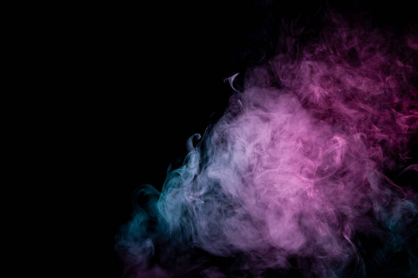 Colored background with winding clouds of smoke from patterns of