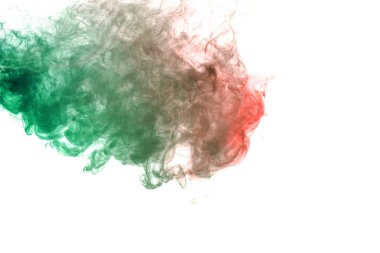 Üst köşesinde kırmızı bir saflık ile yeşil duman bir bulut o