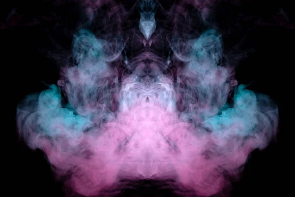 A large ball of smoke of pink and green with an abstract and mys — Stock Photo, Image