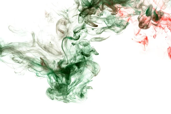 Grüner und roter Rauch auf weißem Hintergrund. Druck für Kleidung. di — Stockfoto