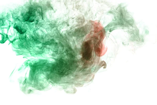 Humo verde y rojo sobre fondo blanco. Impresión para ropa. Di — Foto de Stock