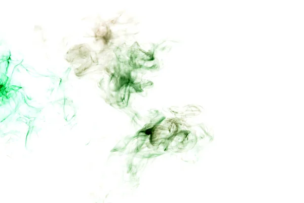 Wavy green smoke or ink pattern on a white isolated background. — Stock Photo, Image