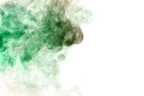 Wavy green smoke or ink pattern on a white isolated background. — Stock Photo, Image